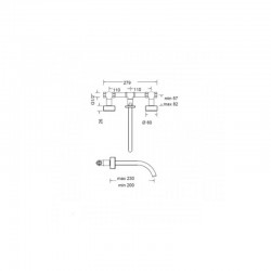 Εντοιχιζόμενη μπαταρία νιπτήρα 3 οπων Eurorama Eletta Tecno 167901-410 Black Brushed